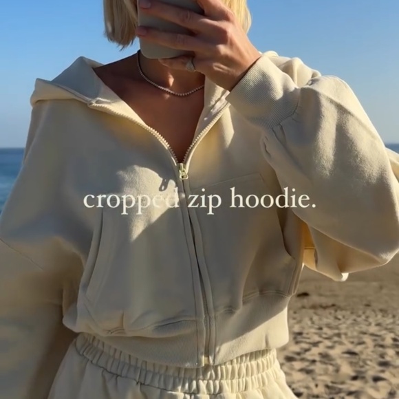 Daily Drills Sand Cropped Zip Hoodie - Picture 1 of 4